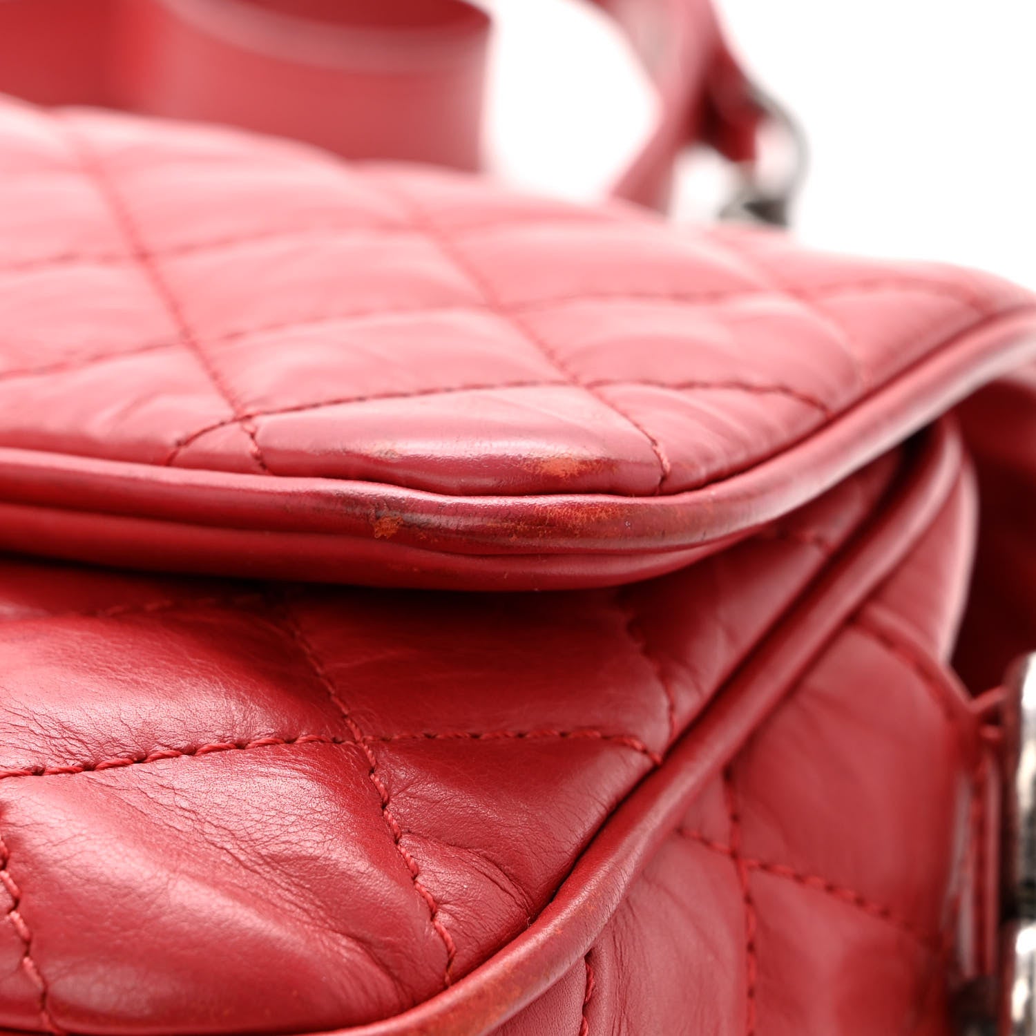 Chanel Crumpled Calfskin Quilted Small Casual Rock Flap Red 11 of 12