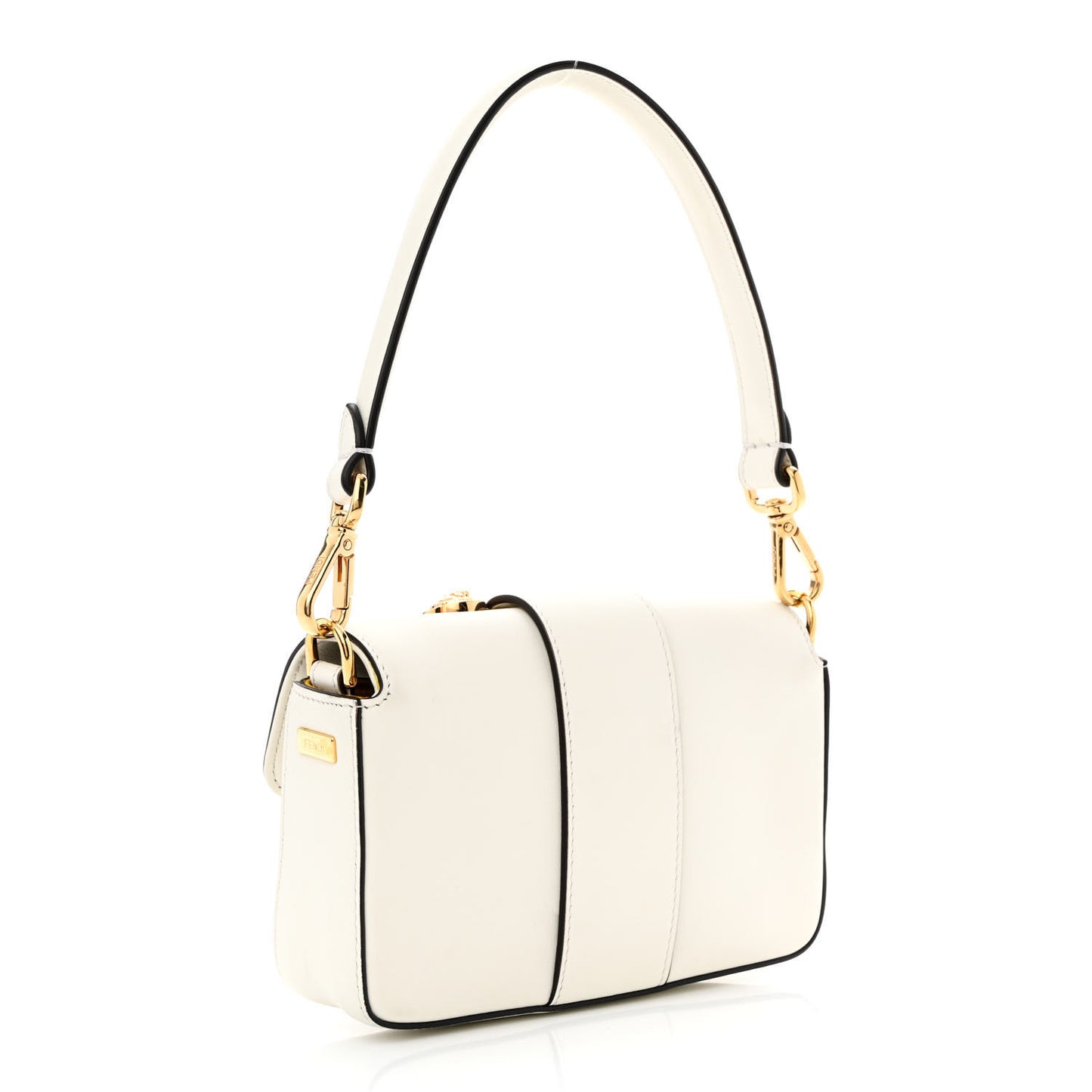 X VERSACE Vitello Seta Fendace Mini Brooch Baguette White Ice