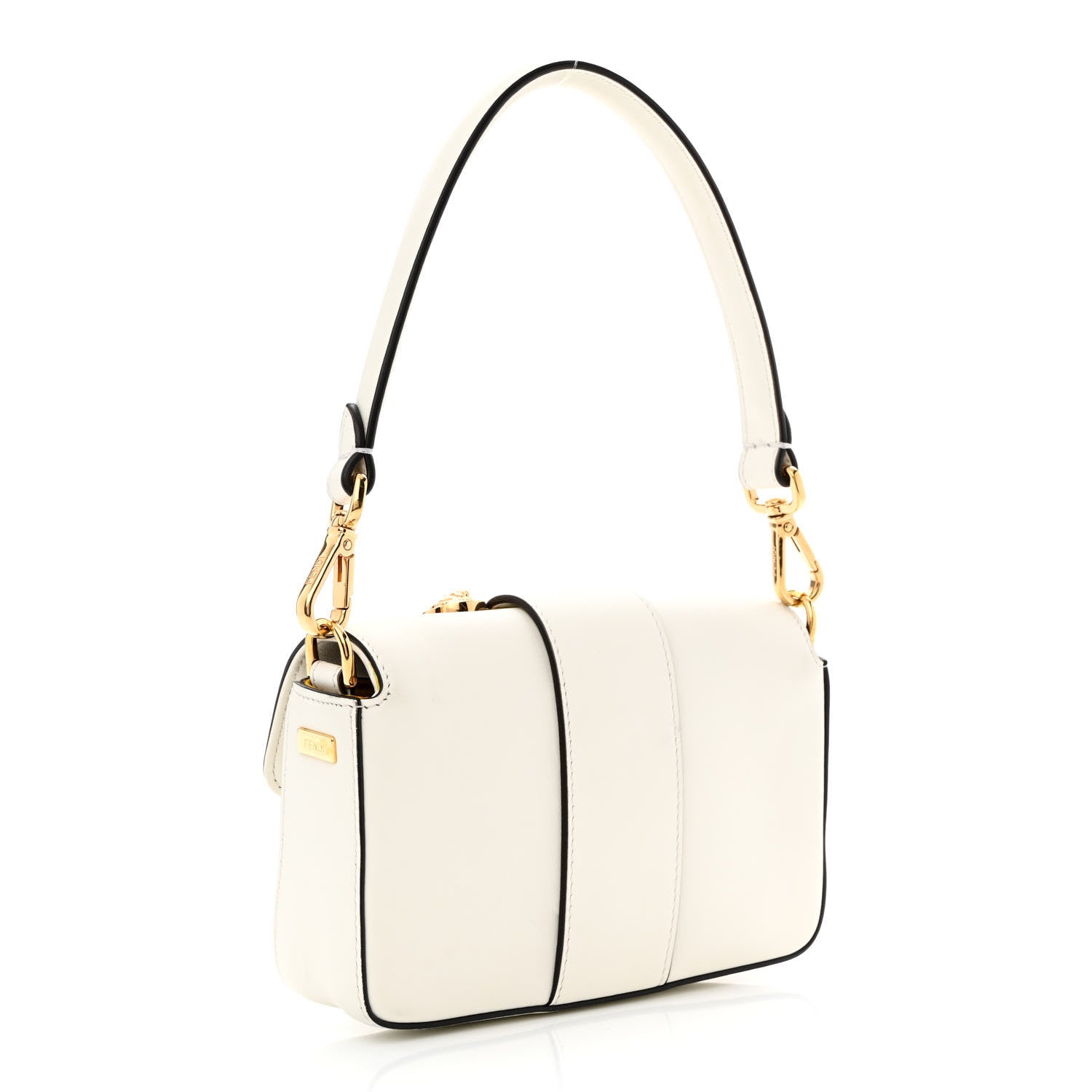 Fendi X VERSACE Vitello Seta Fendace Mini Brooch Baguette White Ice 3 of 10