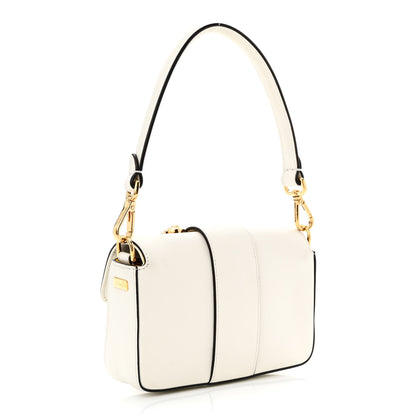 Fendi X VERSACE Vitello Seta Fendace Mini Brooch Baguette White Ice 3 of 10