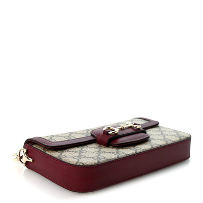 Gucci GG Supreme Monogram Azalea Calfskin Horsebit 1955 Mini Bag Beige Ebony Rosso Ancora 4 of 9