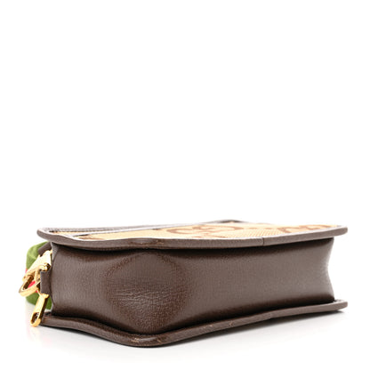 Gucci Monogram Jumbo GG Textured Dollar Calfskin Web Mini Crossbody Bag Camel Ebony New Acero 4 of 11