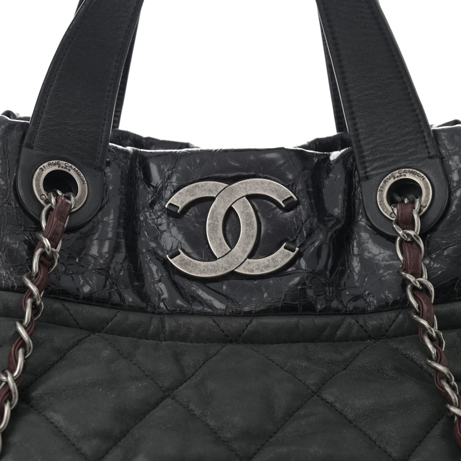 Chanel Iridescent Calfskin Quilted Large In The Mix Tote Black 8 of 11