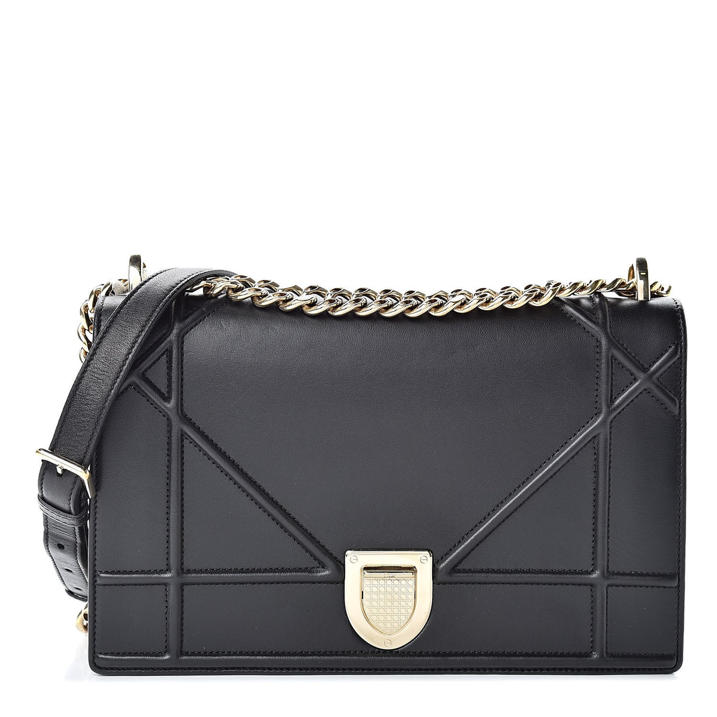 Lambskin Medium Diorama Flap Bag Black