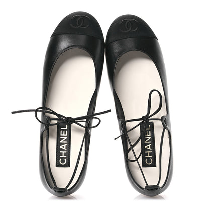 Chanel Lambskin Grosgrain Mary Jane Flats 38.5 Black 2 of 9