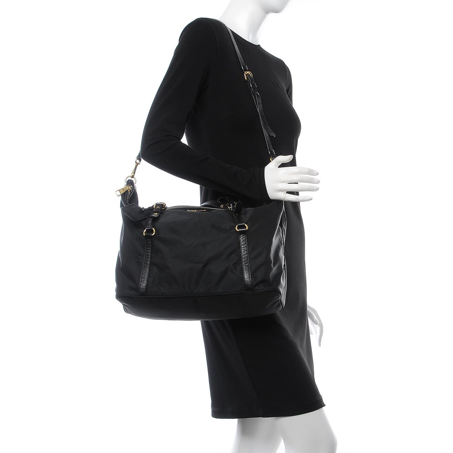 Tessuto Nylon Saffiano Tote Black