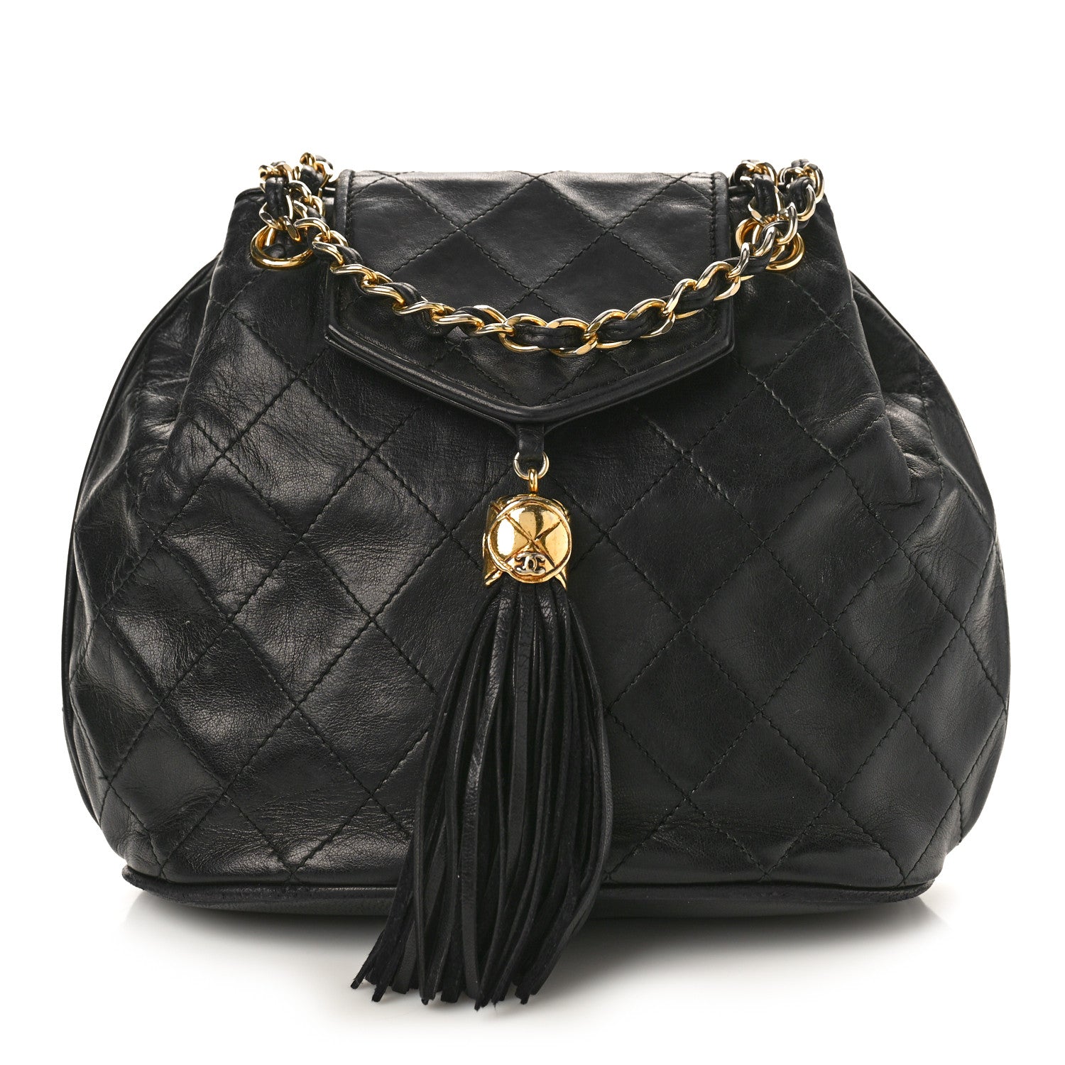 Chanel Lambskin Quilted Tassel Drawstring Black 1 of 12