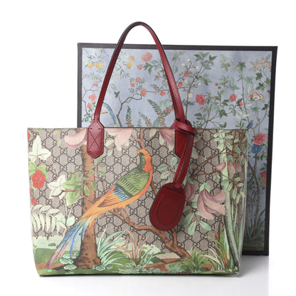 Gucci GG Supreme Monogram Tian Medium Shopping Tote Beige Multicolor Red 11 of 11