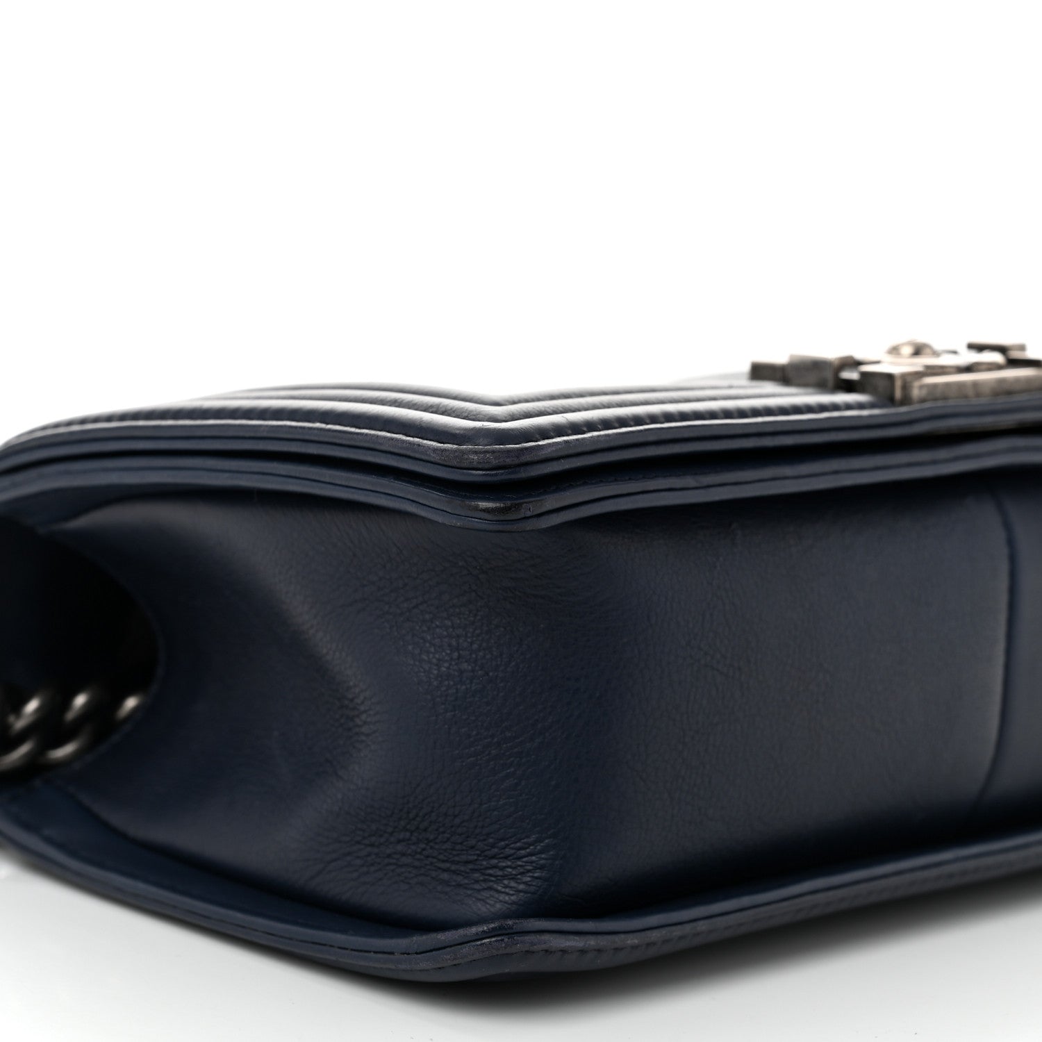 Chanel Calfskin Double Stitch Medium Boy Flap Navy Blue 9 of 10