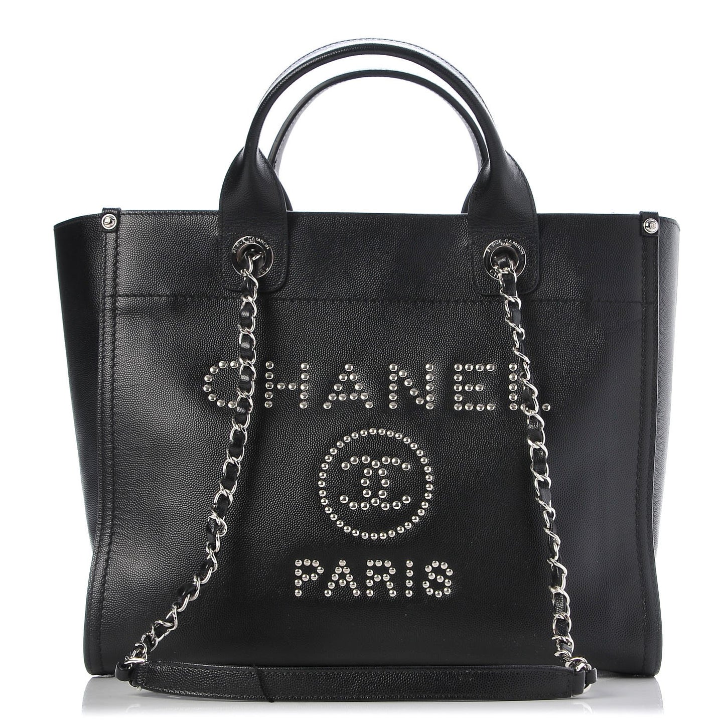 Caviar Small Studded Deauville Tote Black