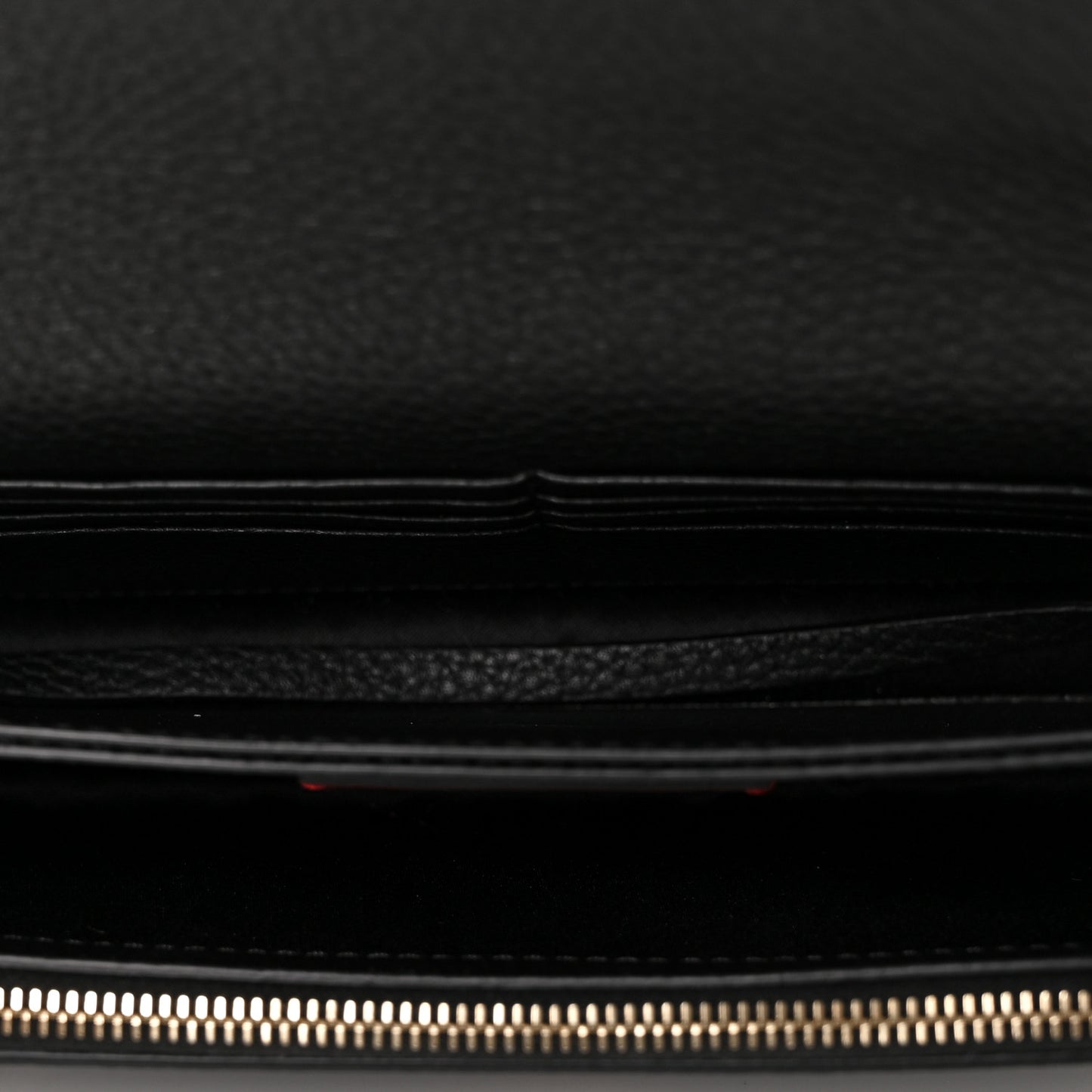 Pebbled Calfskin Rockstud Flap Wallet On Chain Black