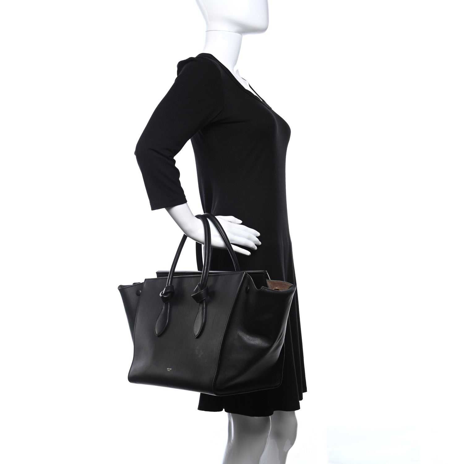 Celine Smooth Calfskin Small Tie Knot Tote Black 2 of 14