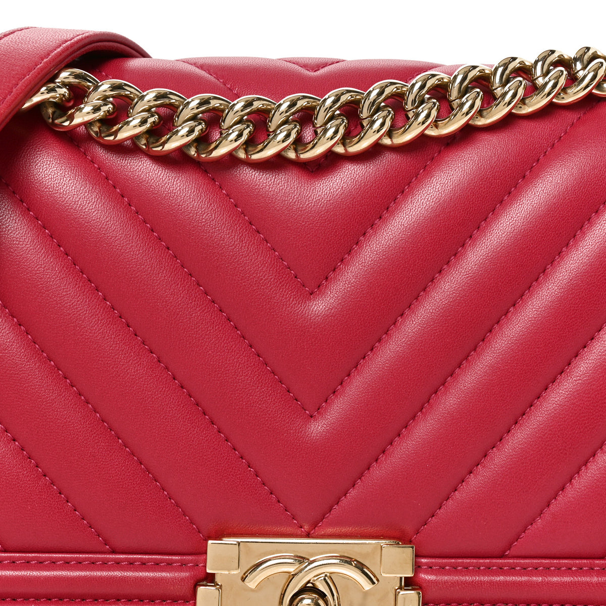 Chanel Lambskin Chevron Quilted Medium Boy Flap Dark Pink 8 of 10