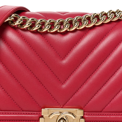 Chanel Lambskin Chevron Quilted Medium Boy Flap Dark Pink 8 of 10