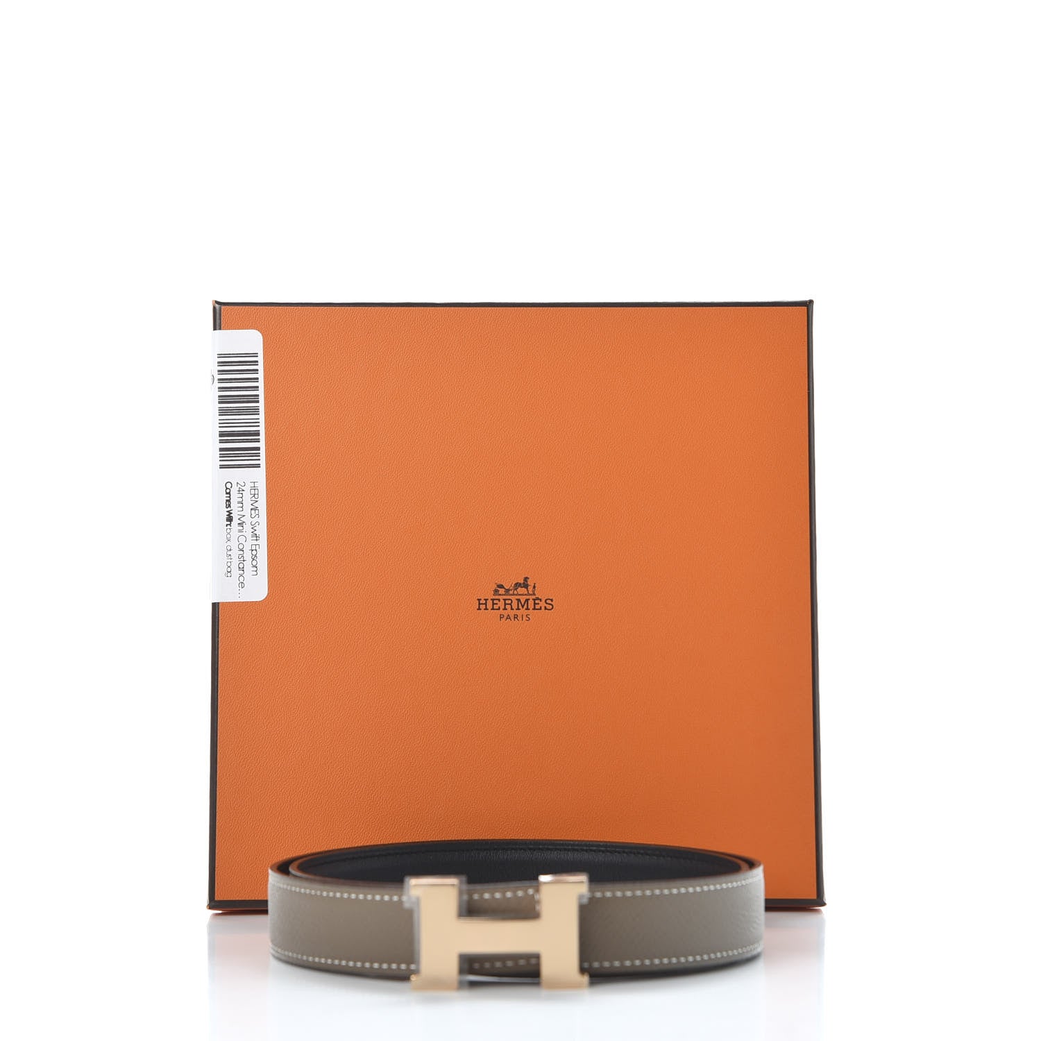 Hermes Swift Epsom 24mm Mini Constance H Belt 75 Black Etoupe 6 of 6