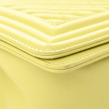 Chanel Wrinkled Lambskin Chevron Medium Boy Flap Yellow 10 of 12