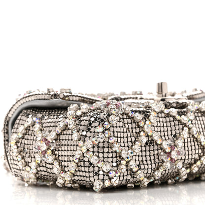 Chanel Chain Mail Crystal Quilted Mini Flap Argent 9 of 11