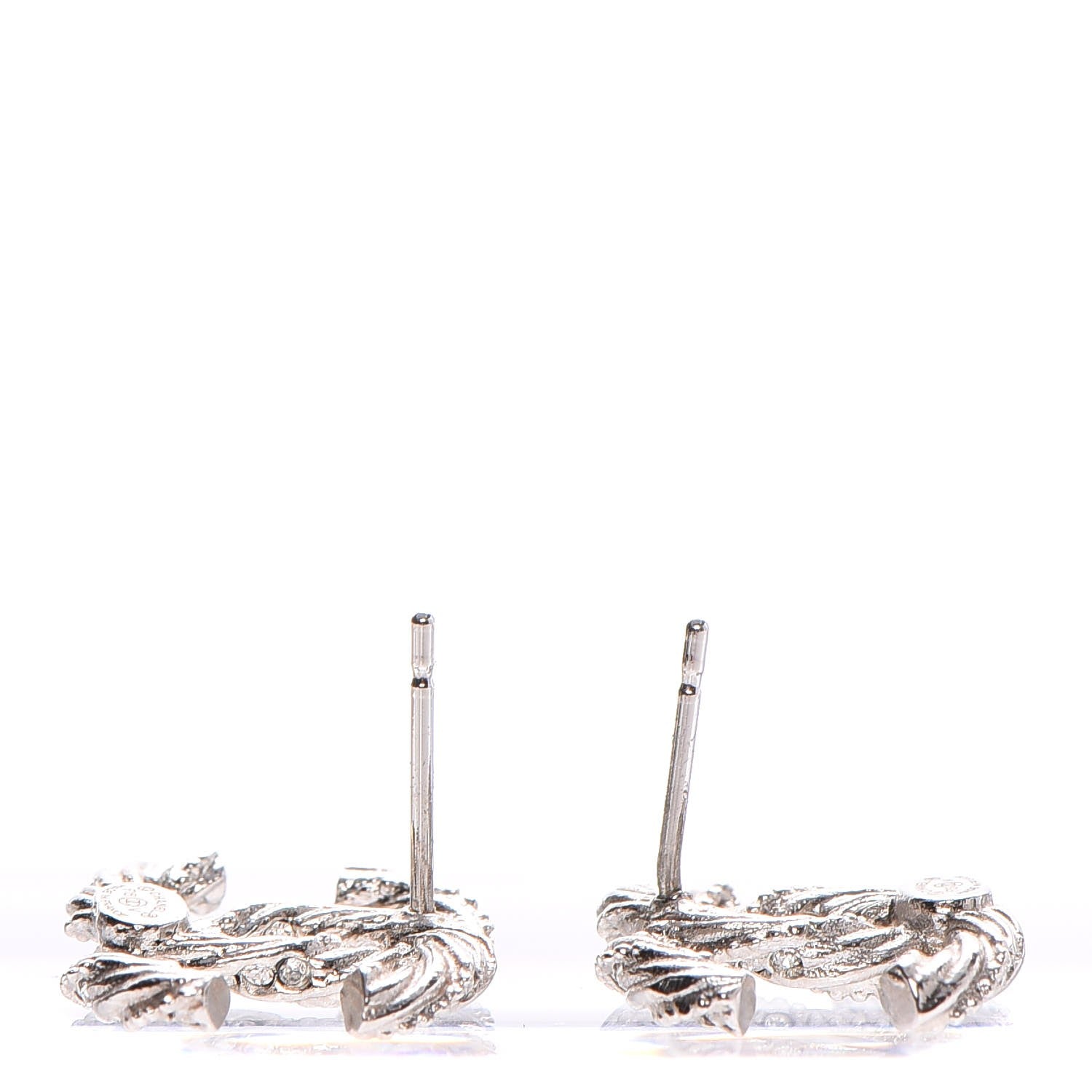 Chanel Crystal CC Twisted Earrings Silver 3 of 5
