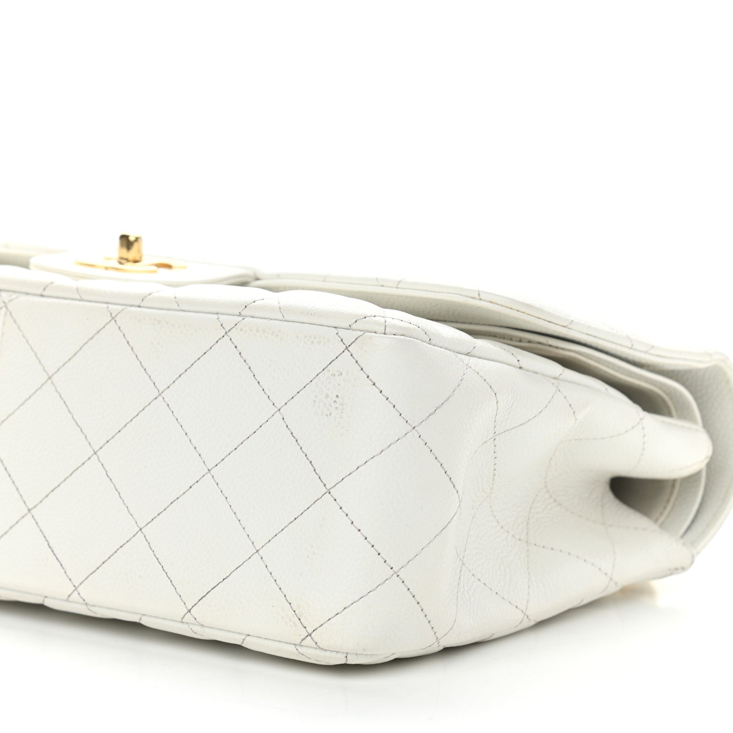 Chanel Caviar Quilted Jumbo Double Flap White 10 of 16