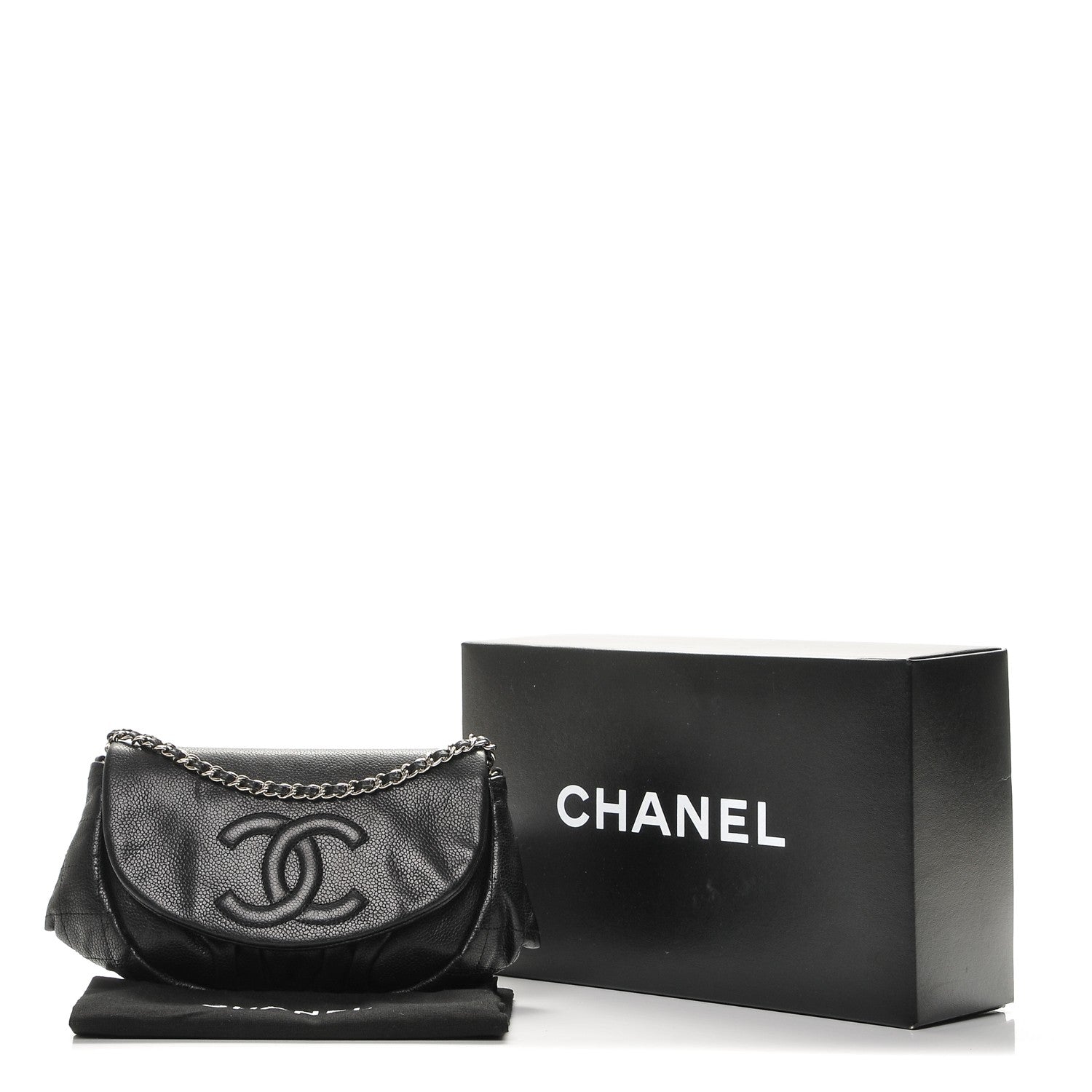 Chanel Caviar Half Moon Wallet On Chain WOC Black 6 of 9