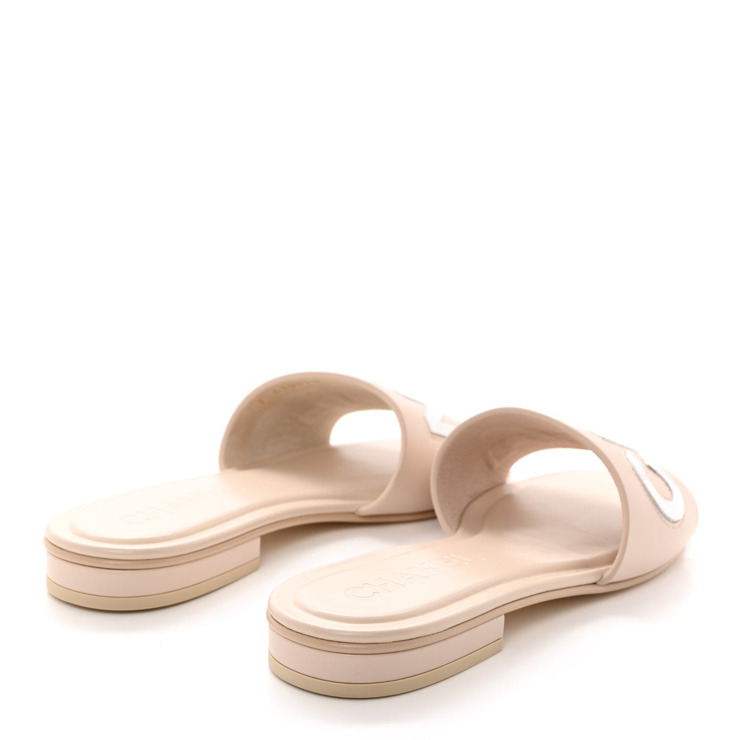 Calfskin Patent Calfskin Logo Mules 36 Ivory White