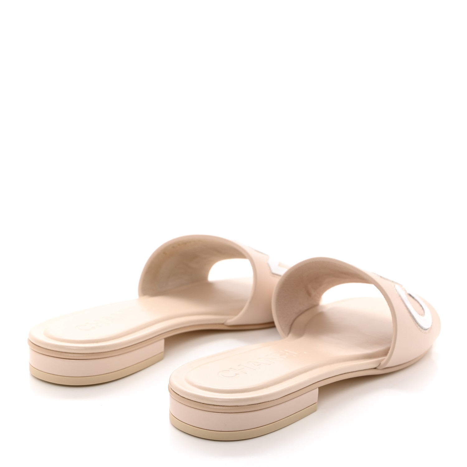 Chanel Calfskin Patent Calfskin Logo Mules 36 Ivory White 4 of 9