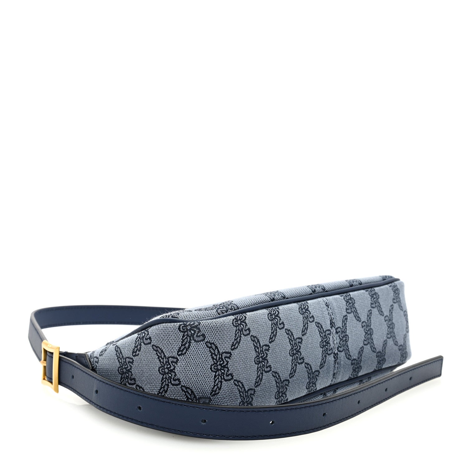 MCM Lauretos Jacquard Nappa Small Shoulder Bag Indigo 4 of 9