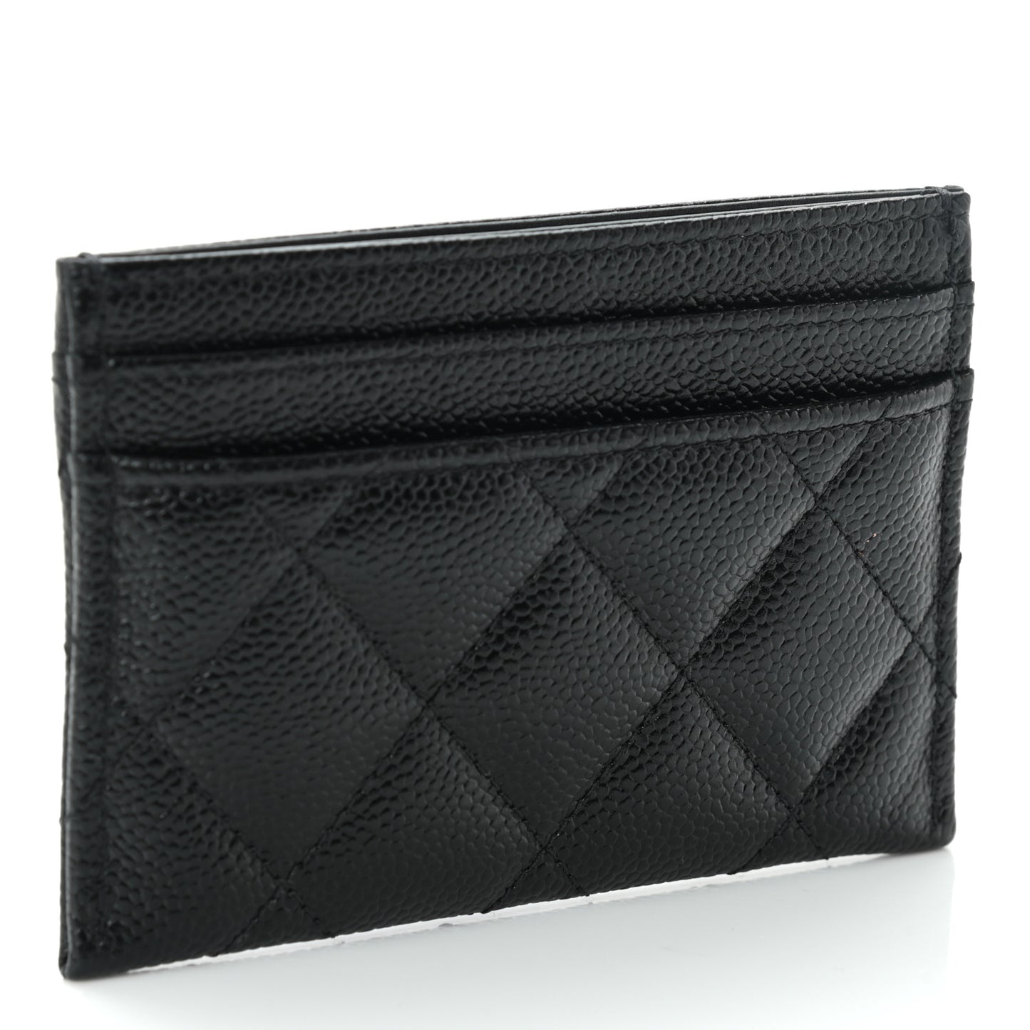 Caviar Quilted Multi Chain CC Card Holder Black
