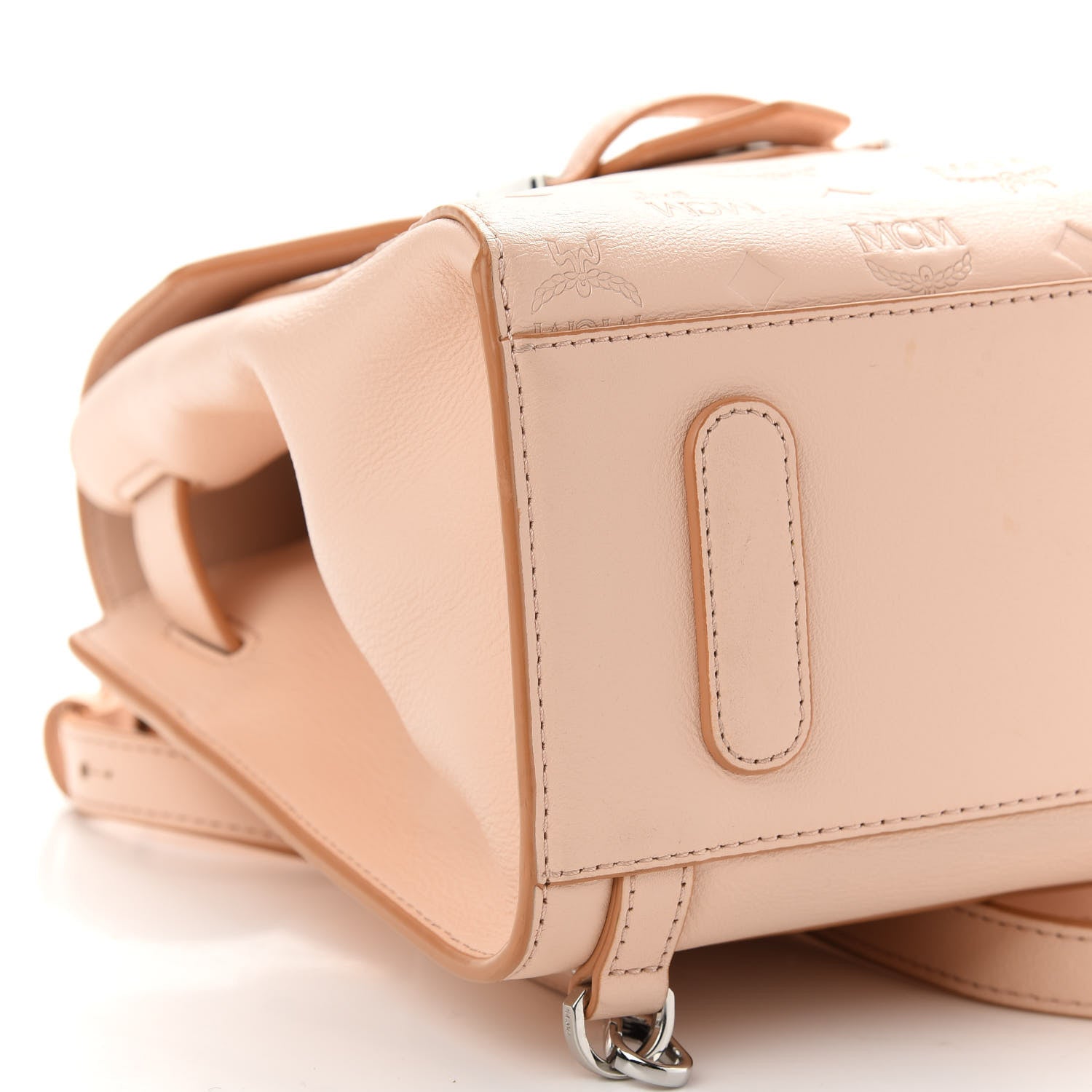 MCM Calfskin Essential Monogram Small Backpack Bisque 8 of 9
