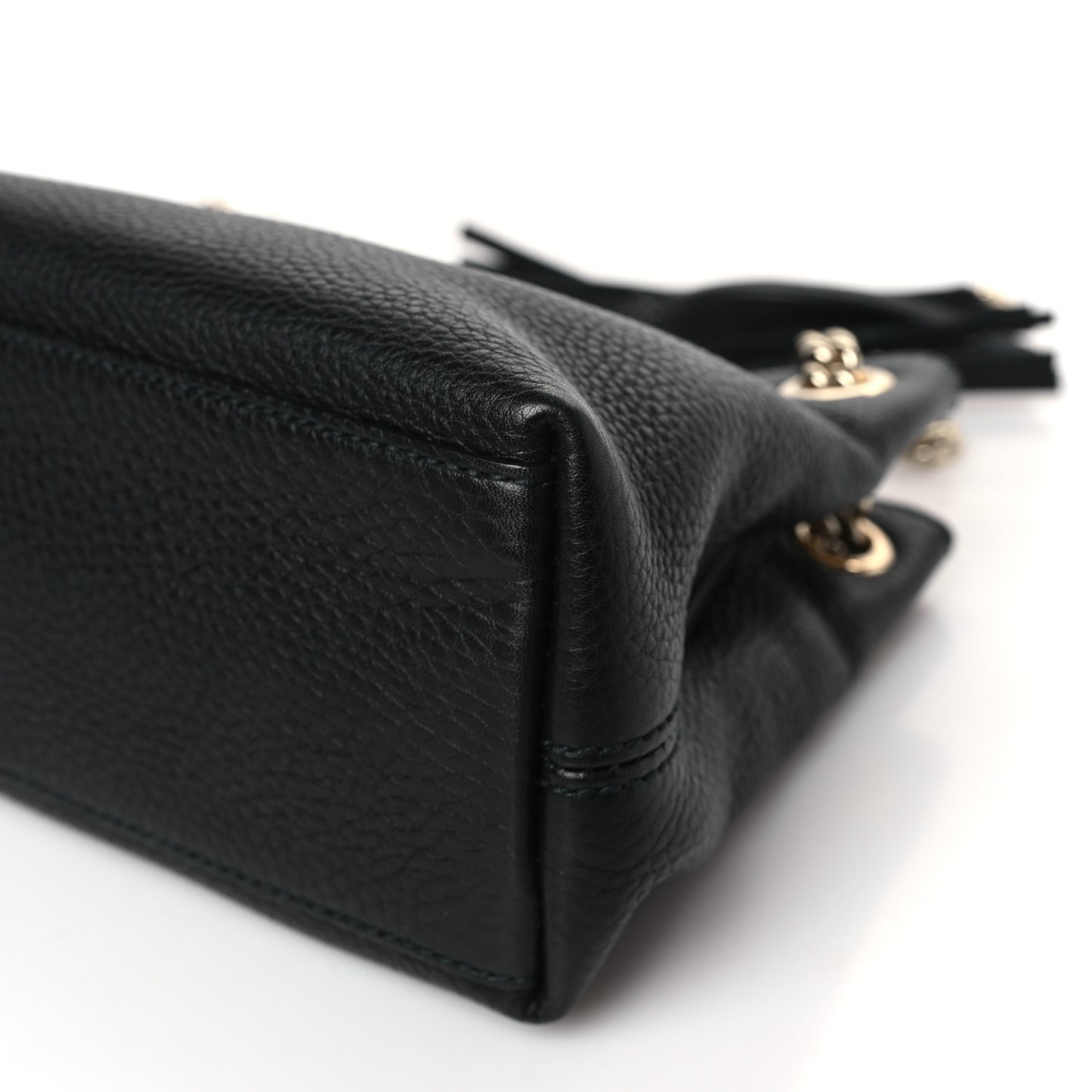 Pebbled Calfskin Small Soho Chain Shoulder Bag Black