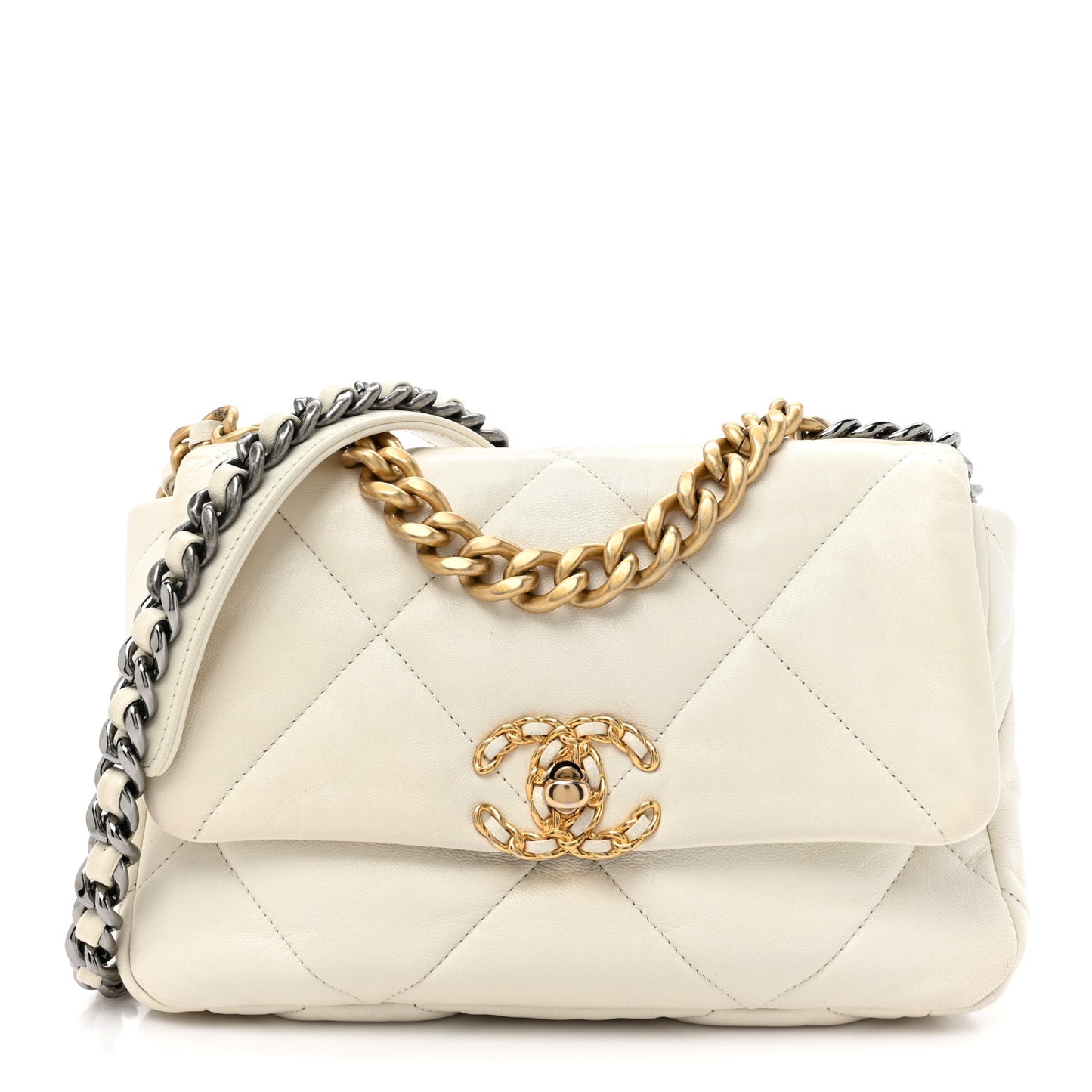 Lambskin Quilted Medium Chanel 19 Flap White