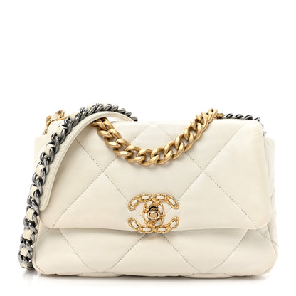 Chanel Lambskin Quilted Medium Chanel 19 Flap White 1 of 14