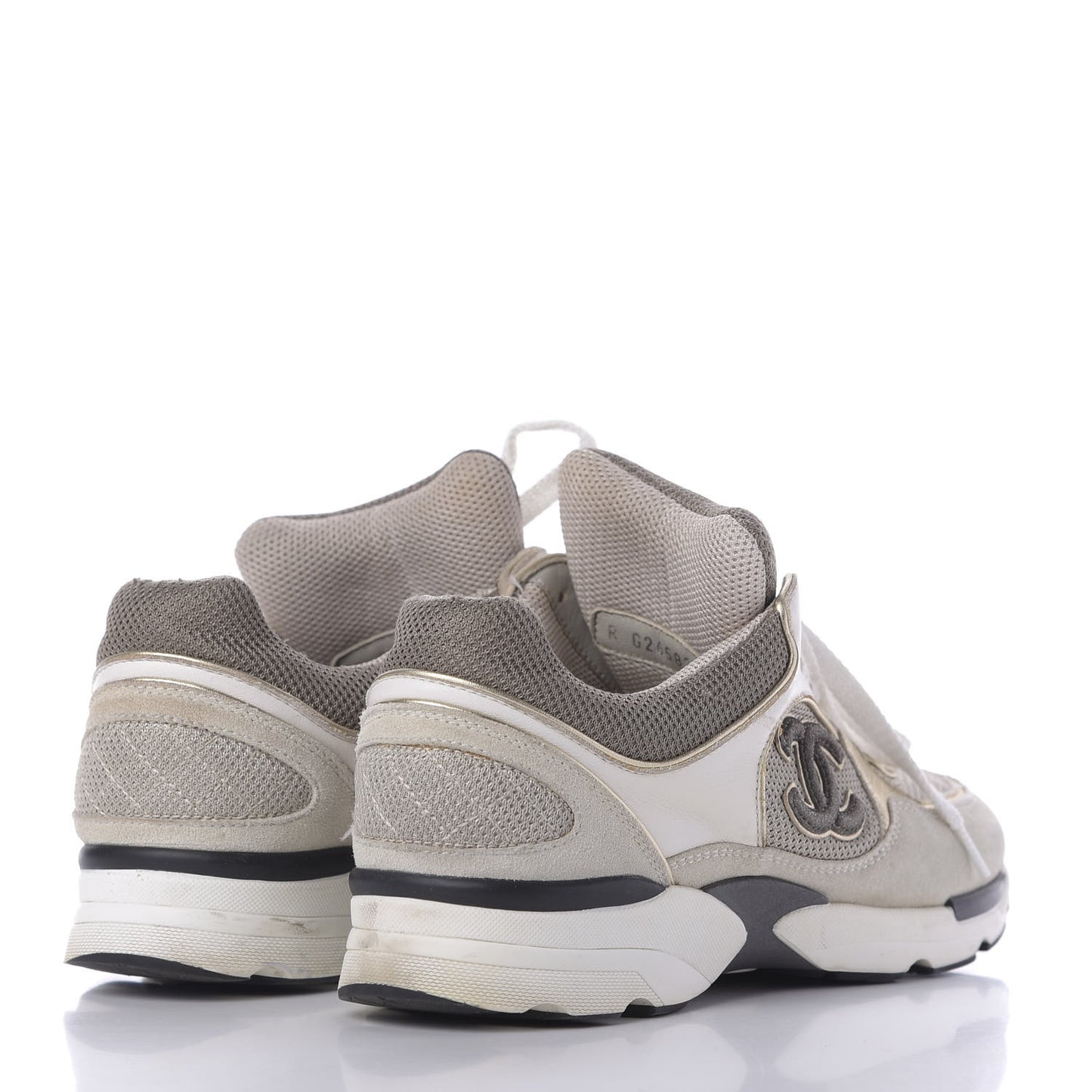 Suede Calfskin CC Sneakers 37.5 Beige Gold