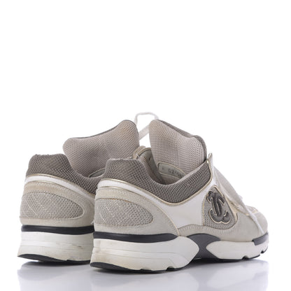 Chanel Suede Calfskin CC Sneakers 37.5 Beige Gold 4 of 12