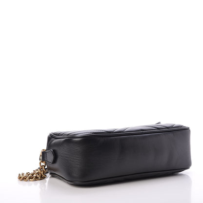 Gucci Calfskin Matelasse Small GG Marmont Chain Shoulder Bag Black 4 of 8