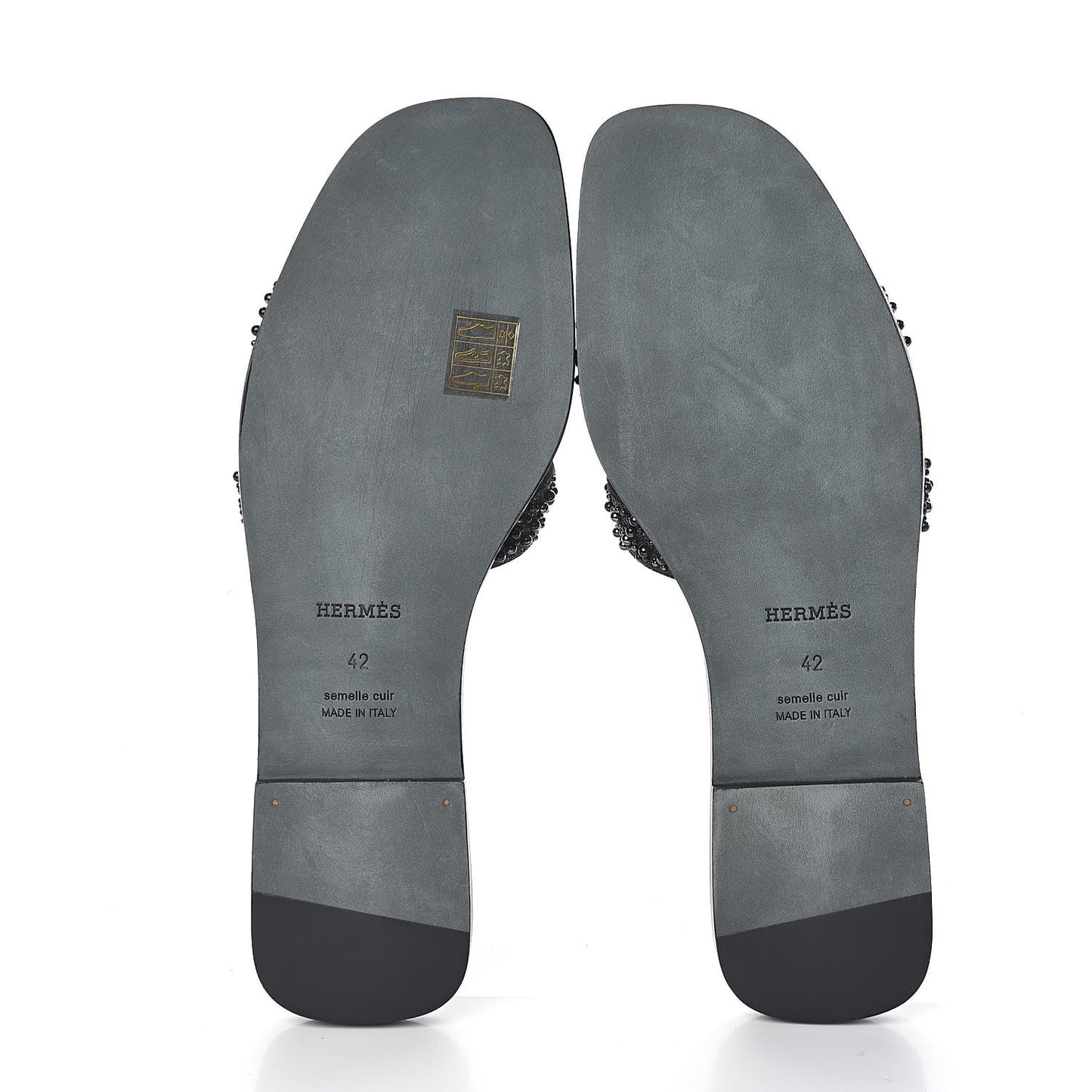 Goatskin Crystal Oran Sandals 42 Black