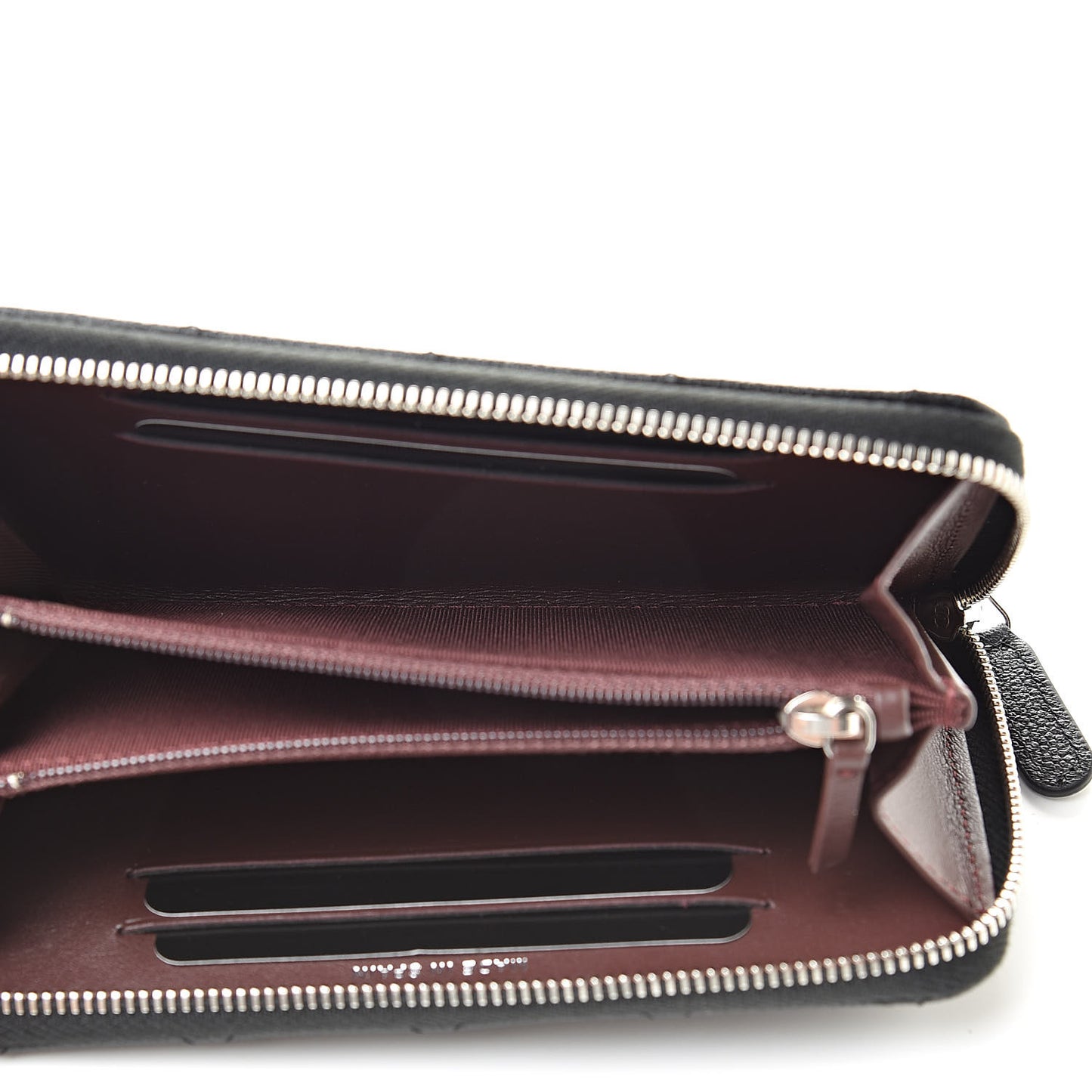 Caviar Quilted Small Zip Around Wallet Black