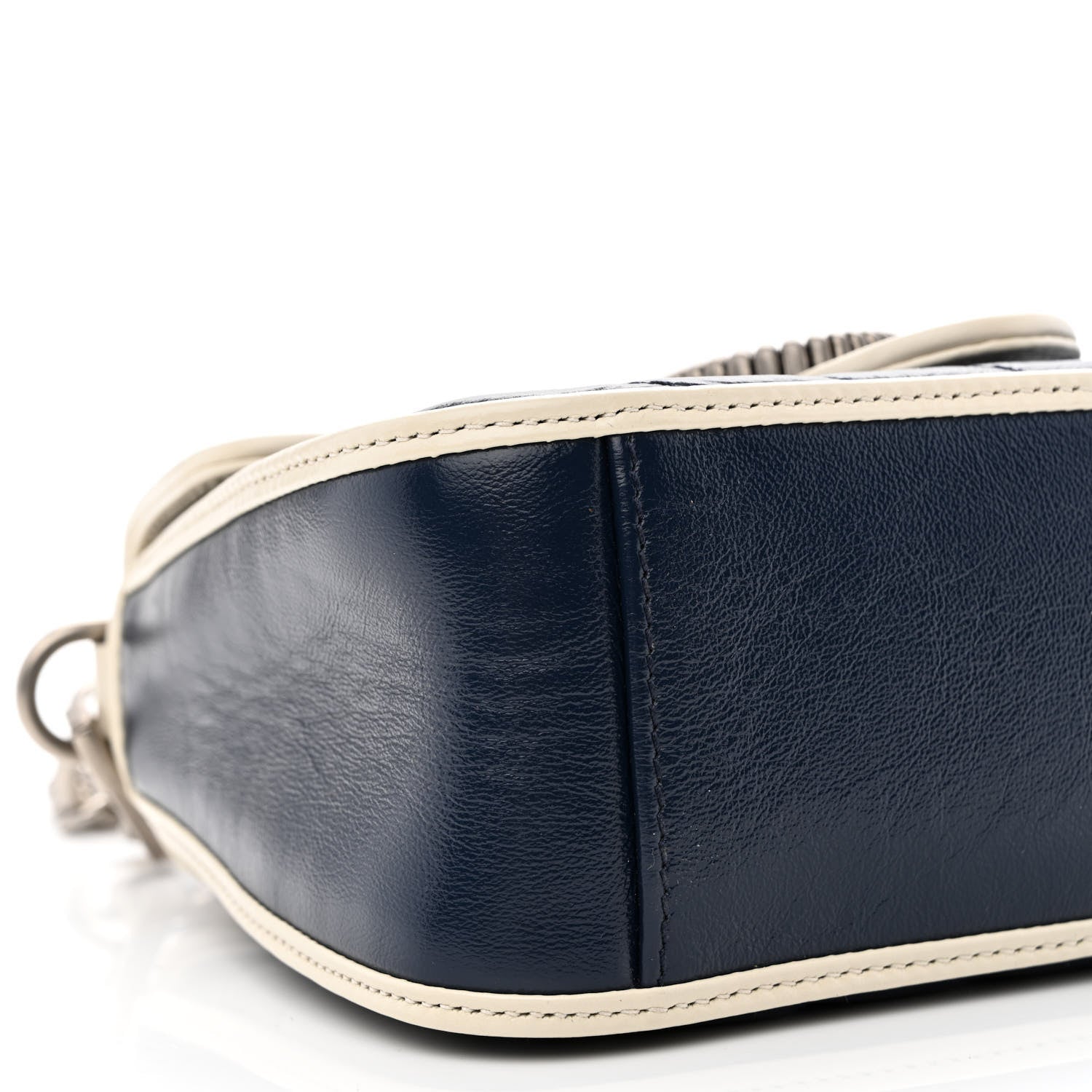 Gucci Vintage Effect Calfskin Matelasse Diagonal Mini Torchon GG Marmont Top Handle Shoulder Bag Blue Agata Mystic White 9 of 10