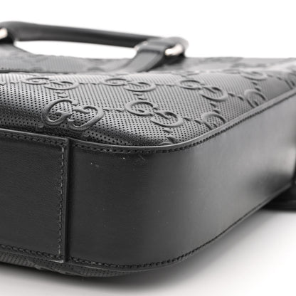 Gucci Calfskin GG Tennis Embossed Briefcase Black 10 of 13