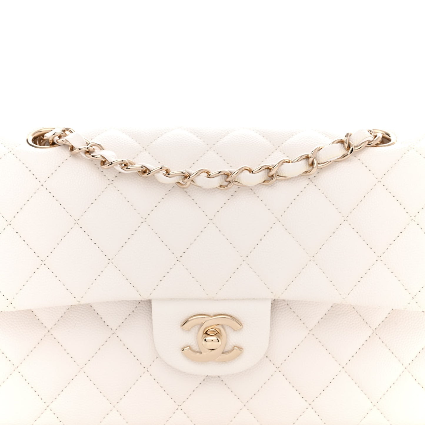 Caviar Quilted Small Double Flap White