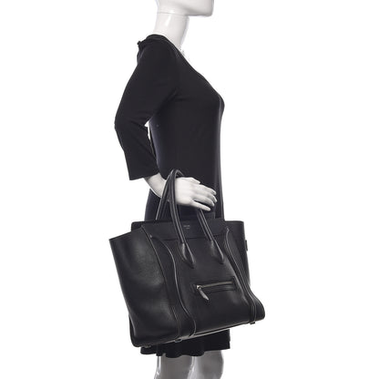 Celine Drummed Calfskin Mini Luggage Black 2 of 12