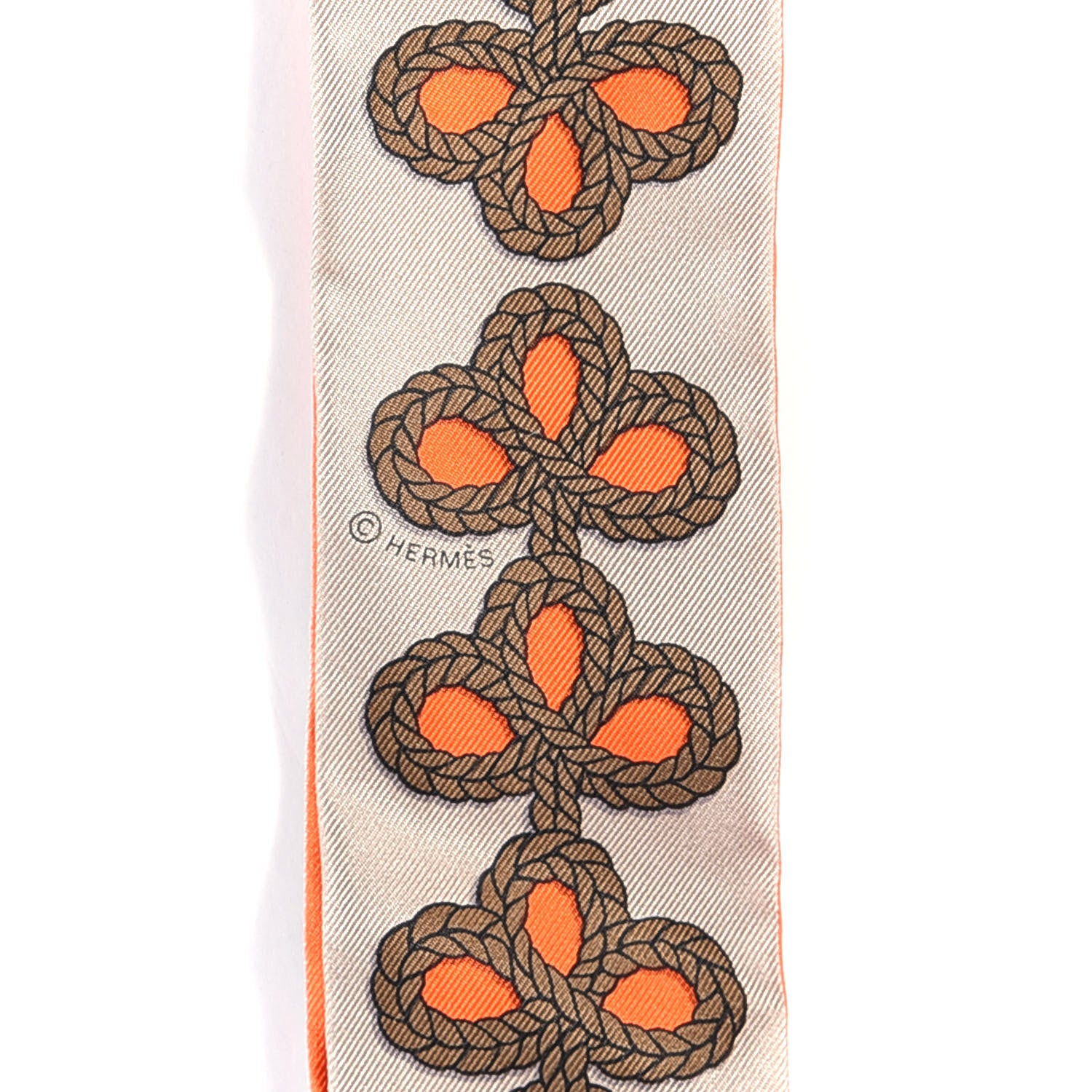 Hermes Silk Galons Et Brandebourg Twilly Orange Mastic Bronze 6 of 8