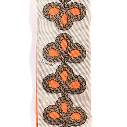 Hermes Silk Galons Et Brandebourg Twilly Orange Mastic Bronze 6 of 8