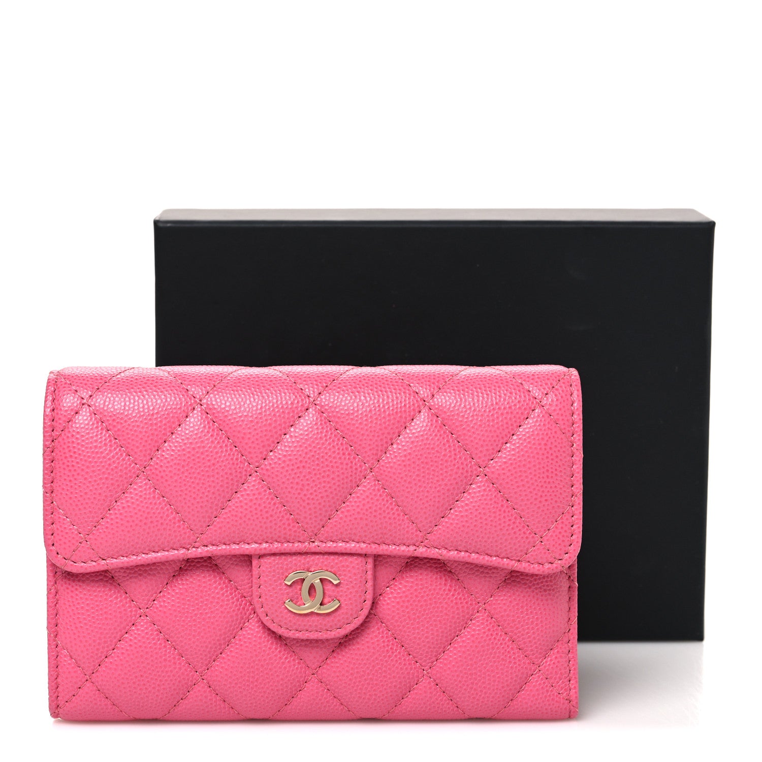 Chanel Caviar Quilted Medium Flap Wallet Pink 9 of 9