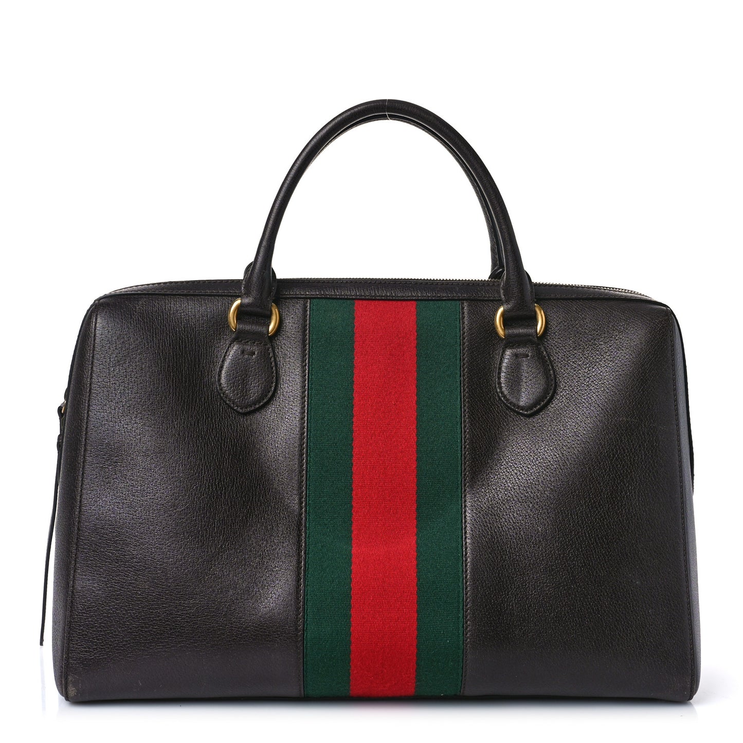 Calfskin Vintage Web Medium Satchel Dark Brown