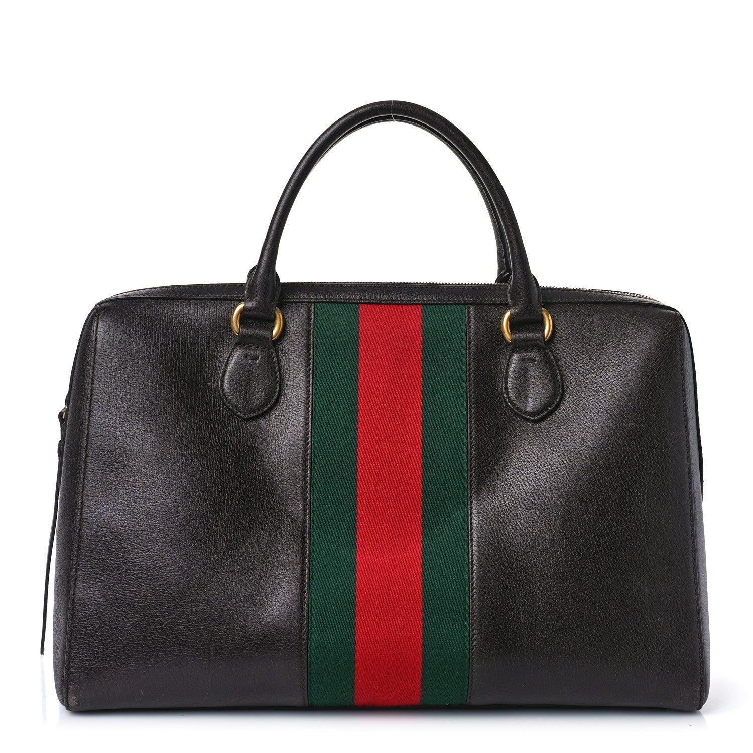 Gucci Calfskin Vintage Web Medium Satchel Dark Brown 1 of 12