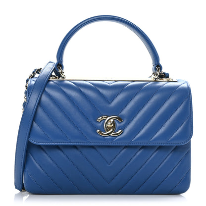 Chanel Lambskin Chevron Quilted Small Trendy CC Dual Handle Flap Bag Blue 1 of 10