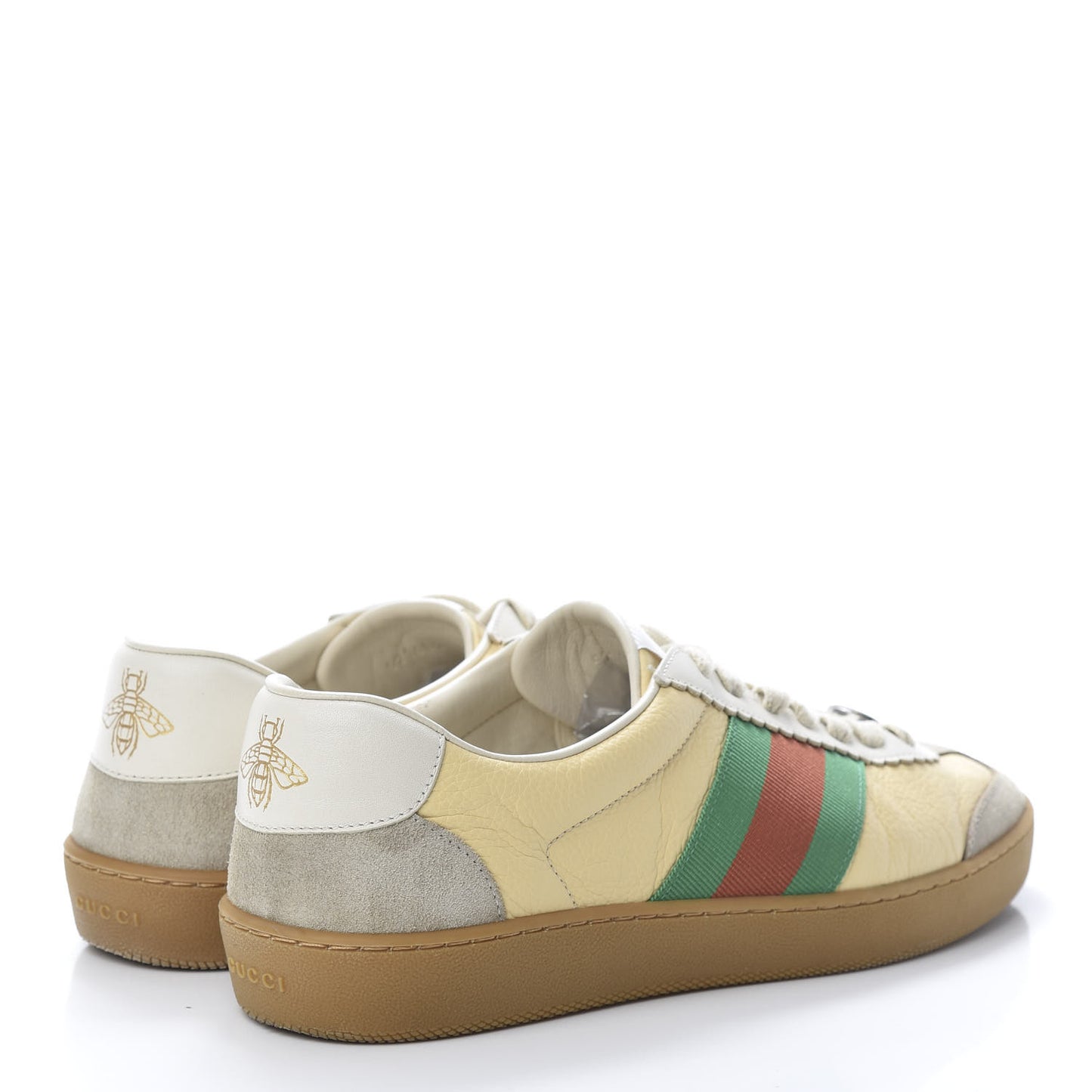 Calfskin Suede Web Mens G74 Sneakers 8 Oatmeal Burro New Mystic White