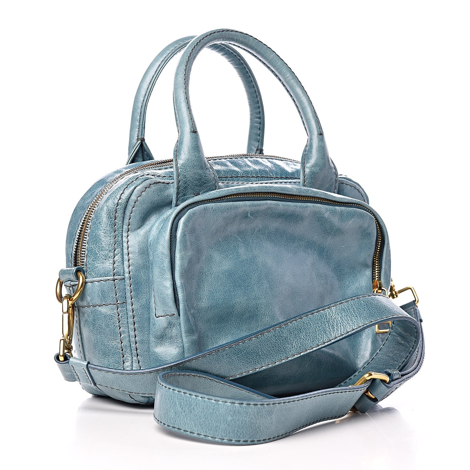 Prada Vitello Shine Bauletto Turchese 3 of 15