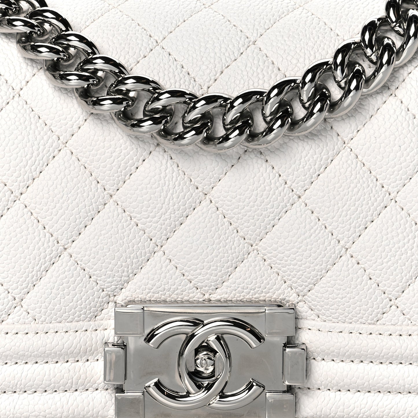 Caviar Quilted Small Boy Flap White